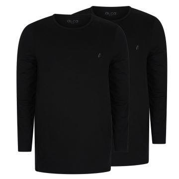 Alca Easy-Going 2-Pck Men Shirt Long Sleeve O-Neck Black 6XL